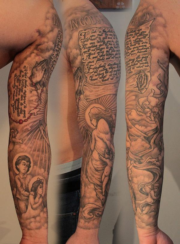 Angel_Sleeve_tattoo - 80+ Ví dụ Awesome Full Sleeve Tattoo Ý tưởng <3 <3