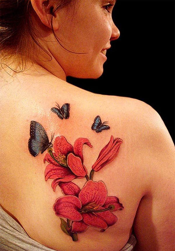 Bướm Và Lily Flower Tattoo - 65 + đẹp Flower Tattoo Designs <3 <3