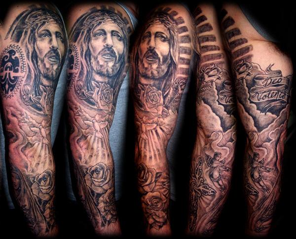 Chúa Giêsu đầy đủ tay hình xăm - 80 + Ví dụ Awesome Full Sleeve Tattoo Ý tưởng <3 <3