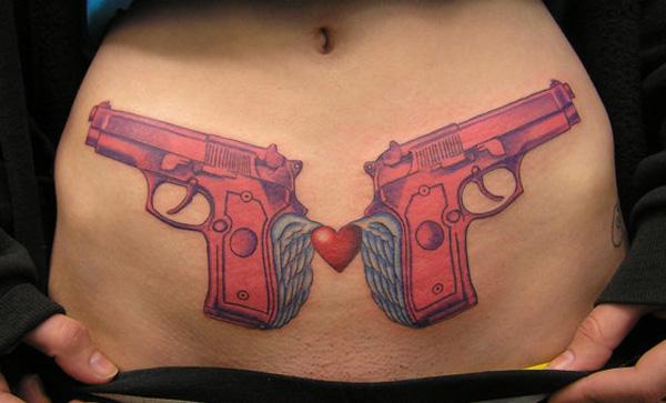 Winged tim Berettas - 35 ảnh vui nhộn Gun Tattoo Designs <3 <3