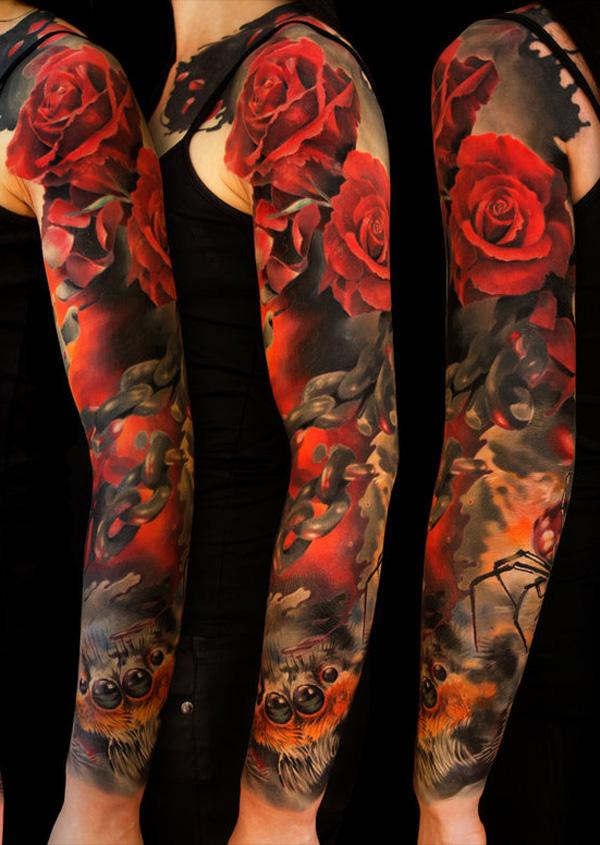 màu đỏ hồng đầy đủ tay hình xăm - 80 + Ví dụ Awesome Full Sleeve Tattoo Ý tưởng <3 <3