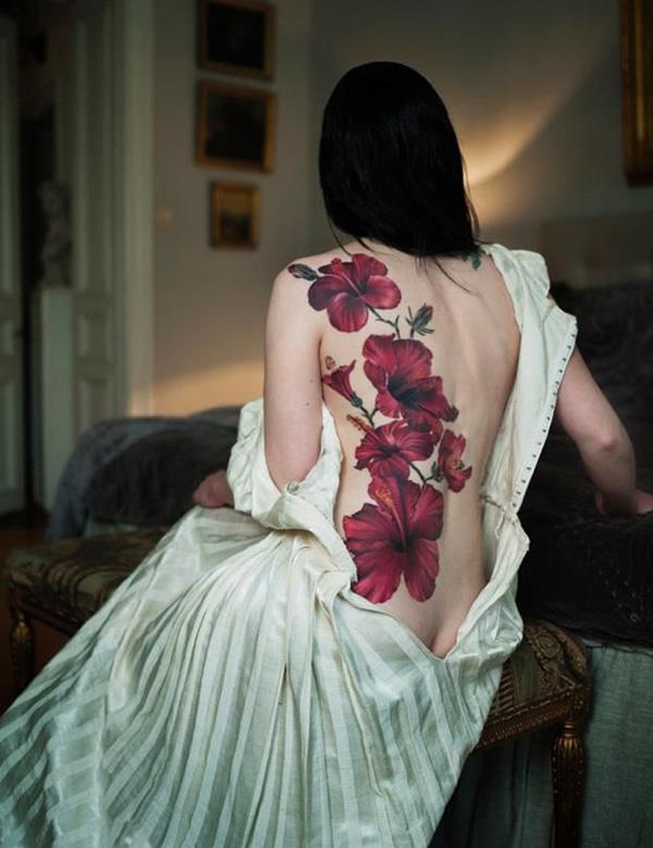 Hibiscus hình xăm trên lưng - 65 + đẹp Flower Tattoo Designs <3 <3