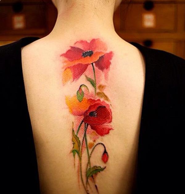 Wattercolor anh túc xăm - 65 + đẹp Flower Tattoo Designs <3 <3