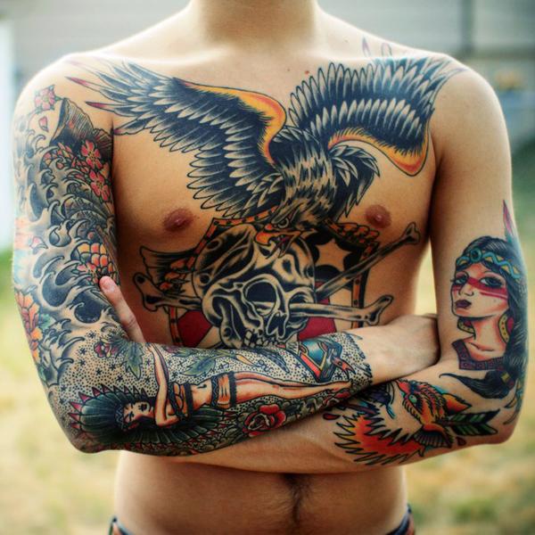 Ngực Tattoo Eagle Với Skull - 40 đẹp ngực Tattoo Ý tưởng <3 <3