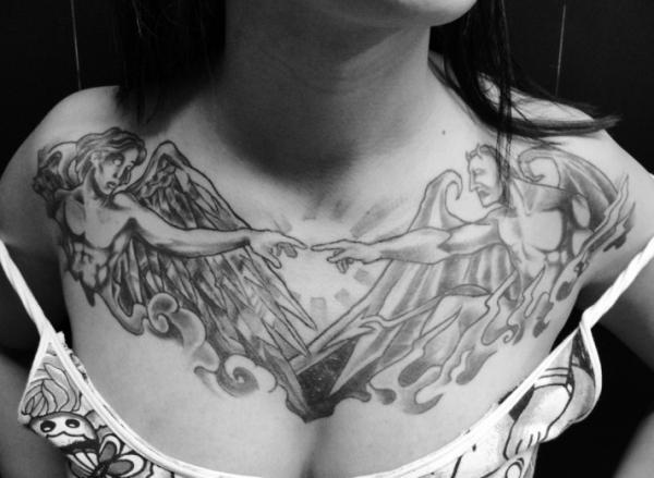 Thiên thần hình xăm con quỷ ngực - 40 đẹp ngực Tattoo Ý tưởng <3 <3