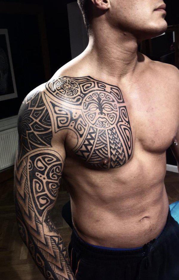 hình xăm ngực Polynesian Peter Madsen Walrus - 40 đẹp ngực Tattoo Ý tưởng <3 <3