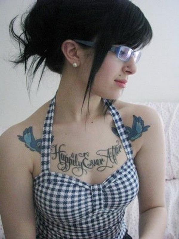 hạnh phúc mãi mãi - Ngực quote Tattoo Phụ nữ - 40 đẹp ngực Tattoo Ý tưởng <3 <3