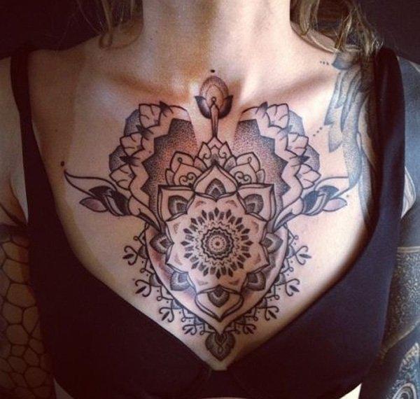 Skull Chest Tattoos For Women