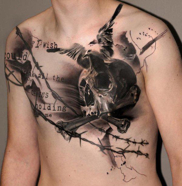ngực sọ hình xăm cho nam giới - 40 Ý tưởng đẹp ngực Tattoo <3 <3