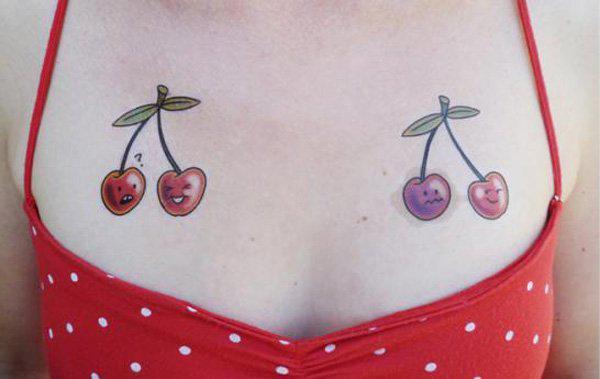cherry xăm cho cô gái - 40 đẹp ngực Tattoo Ý tưởng <3 <3