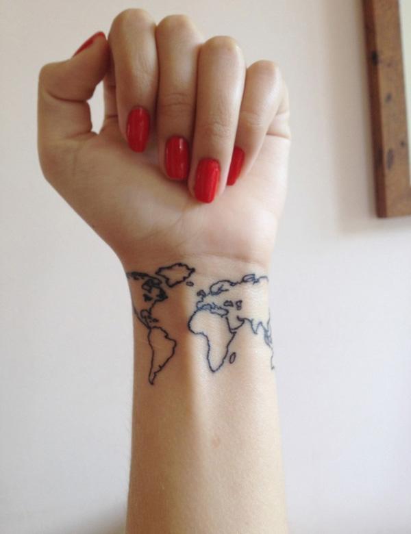 Bản đồ thế giới cổ tay Tattoo - 50 Ý tưởng Wrist Tattoo bắt mắt <3 <3