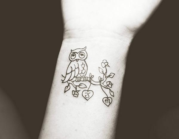 Owl hình xăm trên cổ tay - 50 Ý tưởng Wrist Tattoo bắt mắt <3 <3