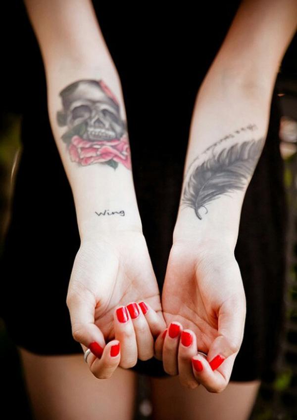  Skull & lông trên cổ tay - 50 Ý tưởng Wrist Tattoo bắt mắt <3 <3