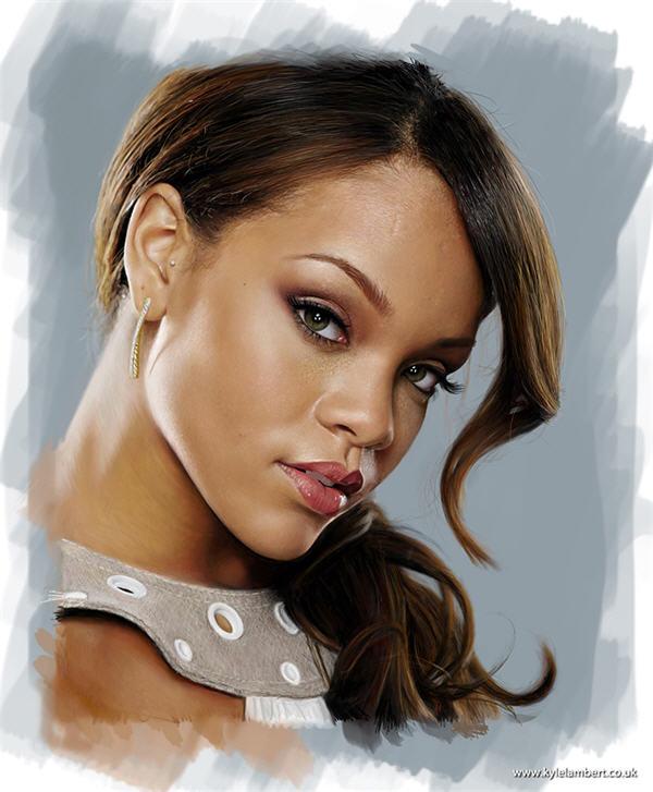 kyle-Lambert-rihanna-realismo fotográfico-digital-pintura