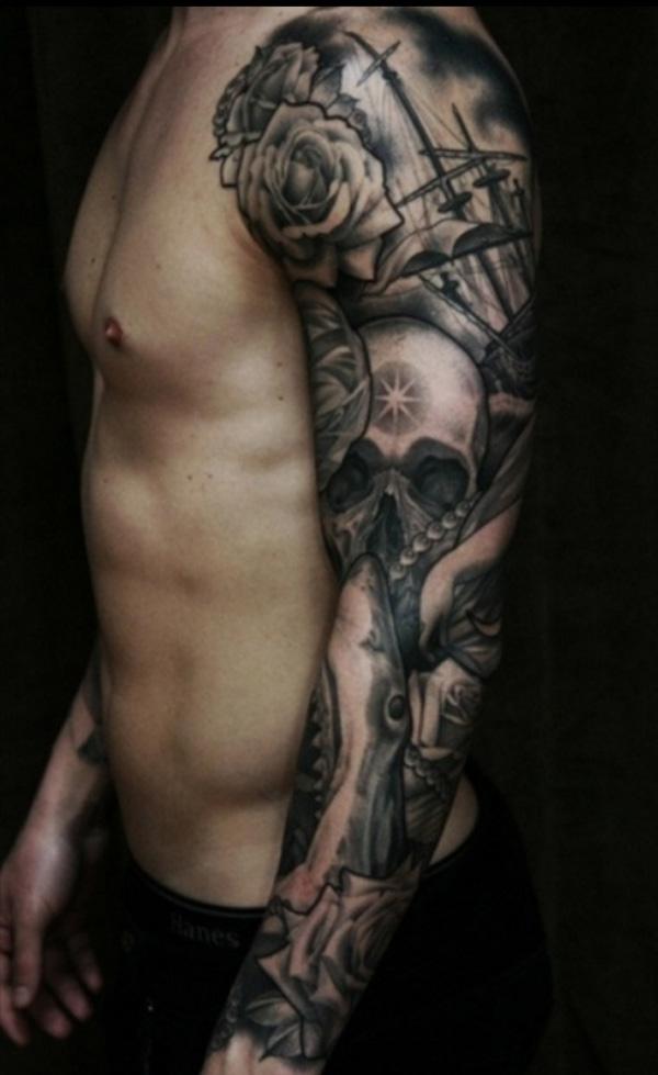 tatouage bras skull homens cuded tatuagem tatto mann pirate tatoo forearm meaning mort tete bracos exemplos blackout tattos tatoos ärmel
