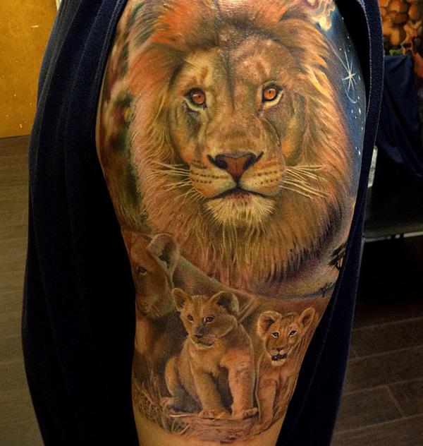 Lion tattoo on arm - 50 Examples of Lion Tattoo  <3 <3