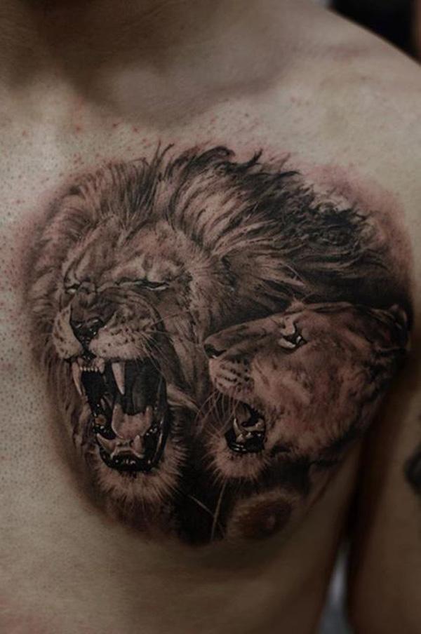 Lion tattoo on chest - 50 Examples of Lion Tattoo  <3 <3