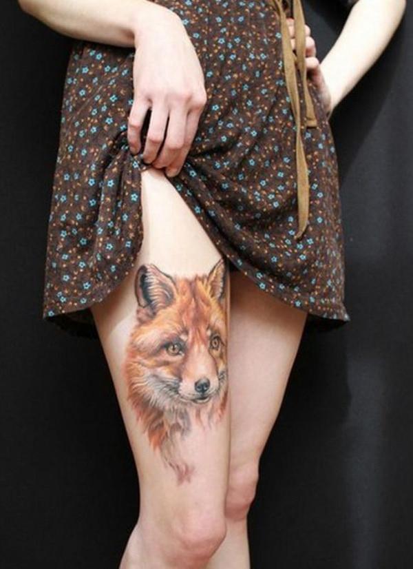 Fox đùi xăm - 50 Ví dụ về Fox Tattoo <3 <3