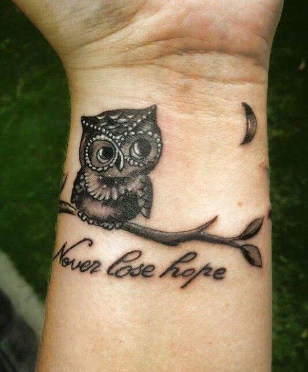 Simple Owl Tattoo Thigh