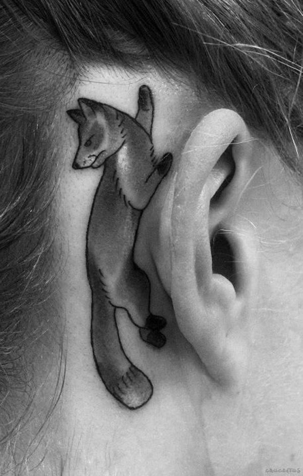 Fox xăm sau tai - 50 Ví dụ về Fox Tattoo <3 <3