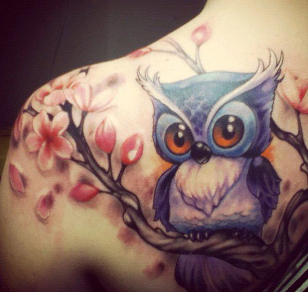 Cú và Flower Tattoo - 55 ảnh vui nhộn Owl xăm <3 <3