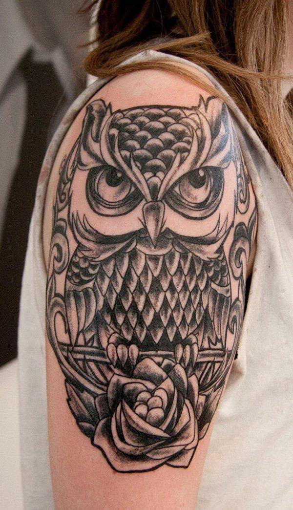 Traditional Owl Tattoo Arm