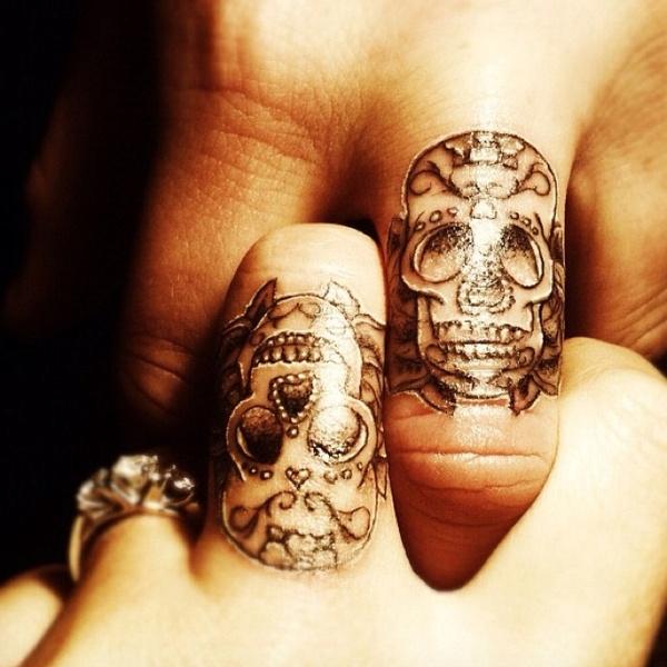 Skull ngón tay hình xăm - 55 trở lên dễ thương Finger xăm <3 <3