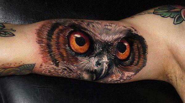 3D Owl Tattoo trên Arm -  