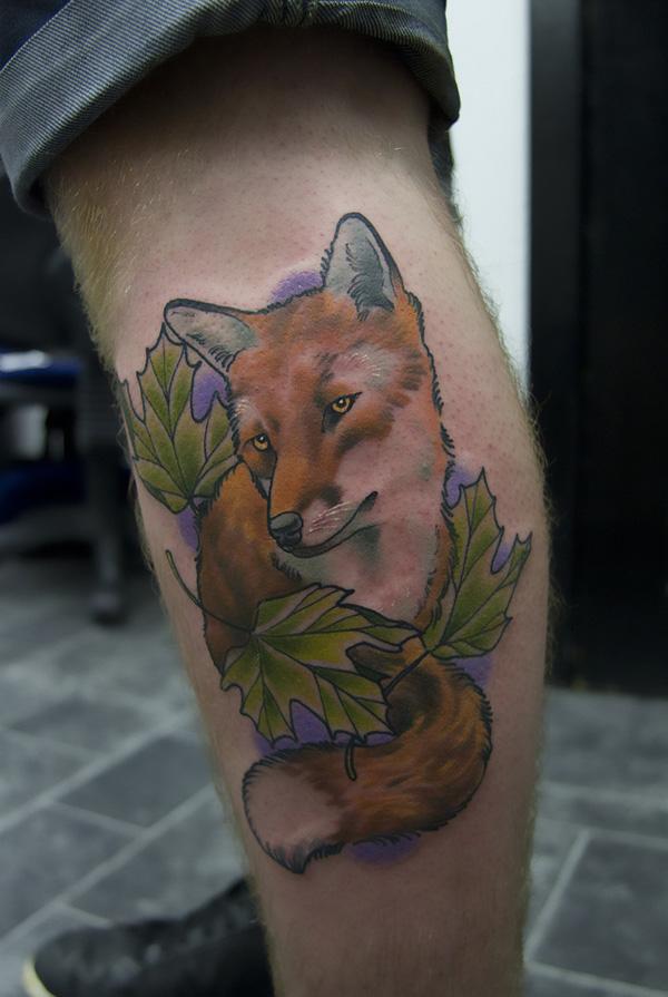 Fox xăm trên chân - 50 Ví dụ về Fox Tattoo <3 <3