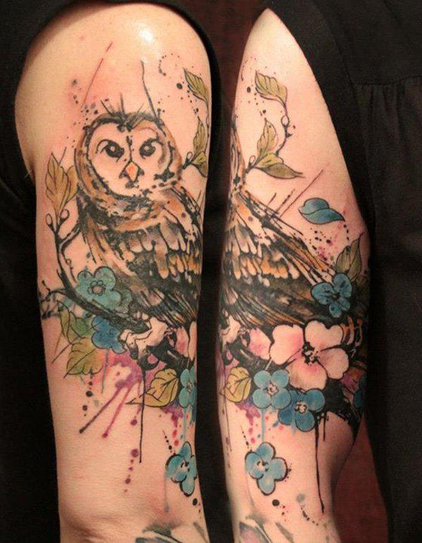 Watercolor Owl Tattoo - 55 Awesome Owl Tattoos  <3 <3