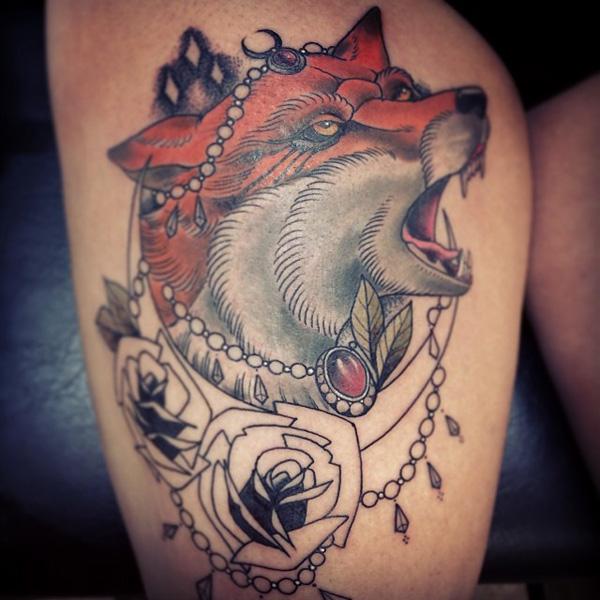 Đùi xăm Fox - 50 Ví dụ về Fox Tattoo <3 <3