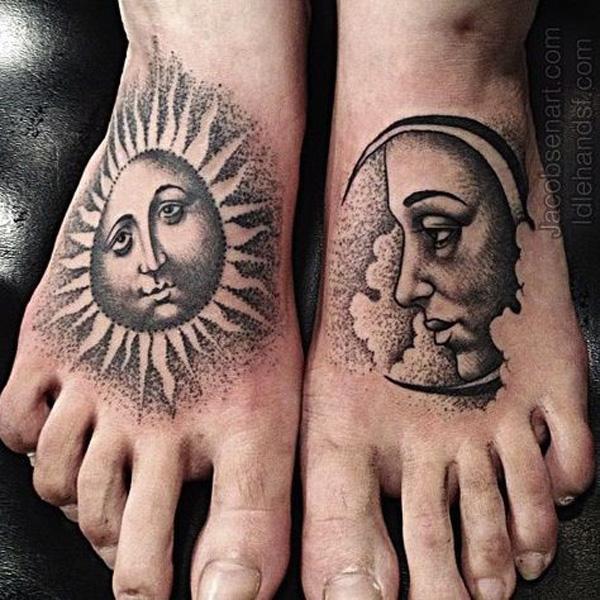  Mặt trăng và Mặt trời Tattoo - 50 Ví dụ về các mặt trăng xăm <3 <3