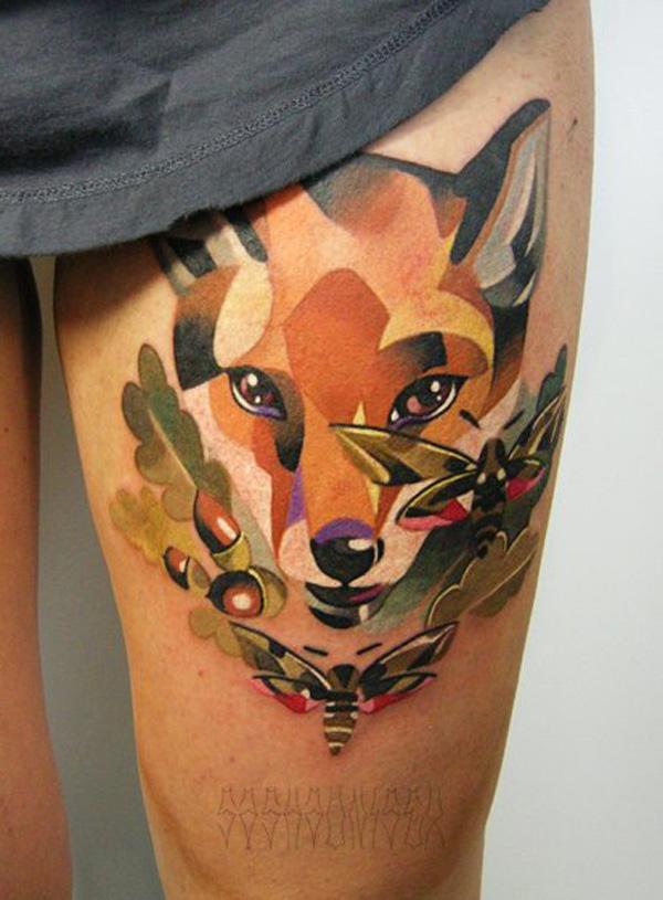 Watercolor cáo hình xăm - 50 Ví dụ về Fox Tattoo <3 <3
