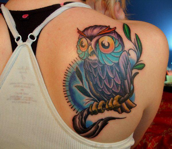 Màu Owl Tattoo trên Trở lại - 55 ảnh vui nhộn Owl xăm <3 <3