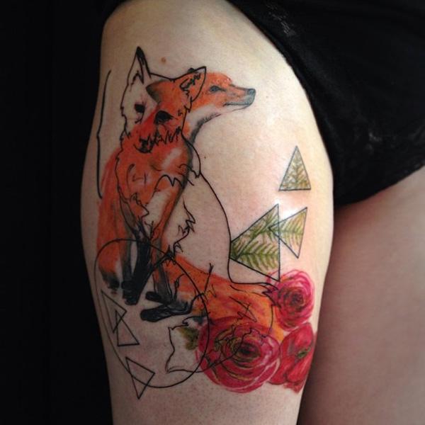 Watercolor cáo hình xăm - 50 Ví dụ về Fox Tattoo <3 <3
