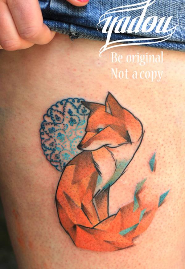 Watercolor cáo hình xăm - 50 Ví dụ về Fox Tattoo <3 <3