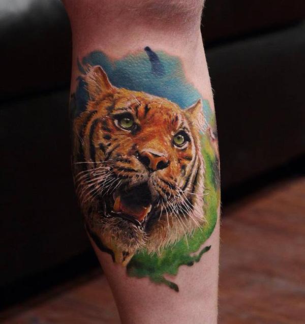 3D hổ hình xăm trên chân - 55 ảnh vui nhộn Tiger Tattoo Designs <3 <3