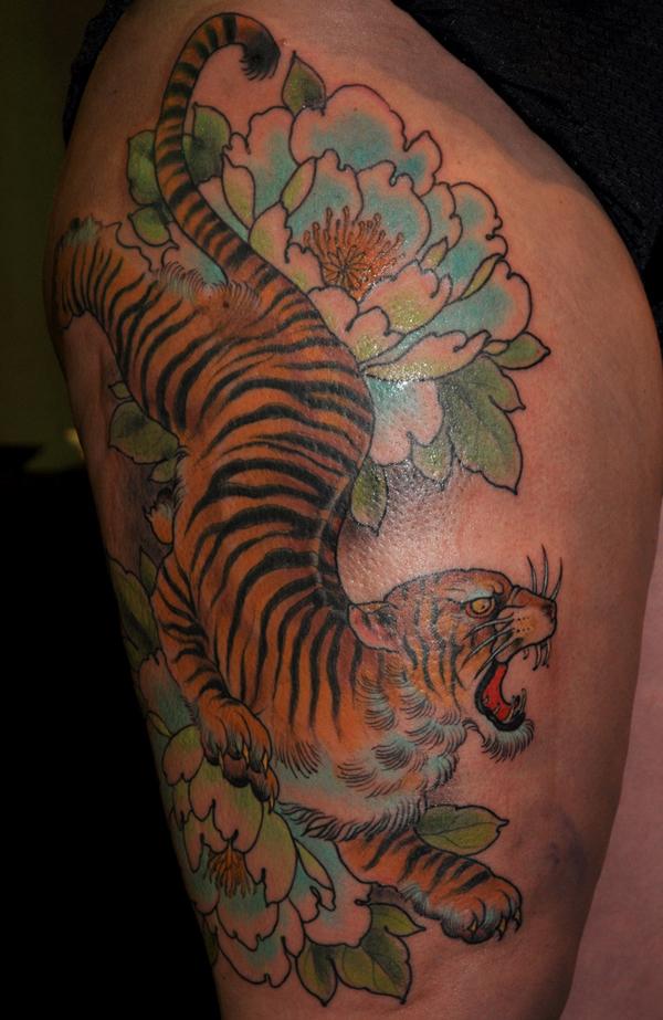 hổ và hoa đùi xăm - 55 ảnh vui nhộn Tiger Tattoo Designs <3 <3