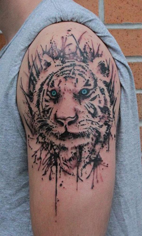 Màu nước hổ hình xăm trên tay - 55 ảnh vui nhộn Tiger Tattoo Designs <3 <3