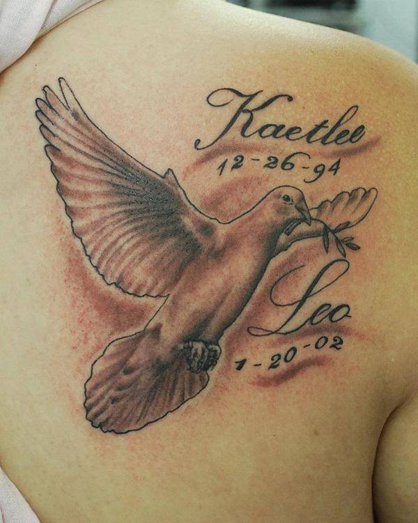 Đen và xám Dove Tattoo - 55 Peaceful Dove xăm <3 <3