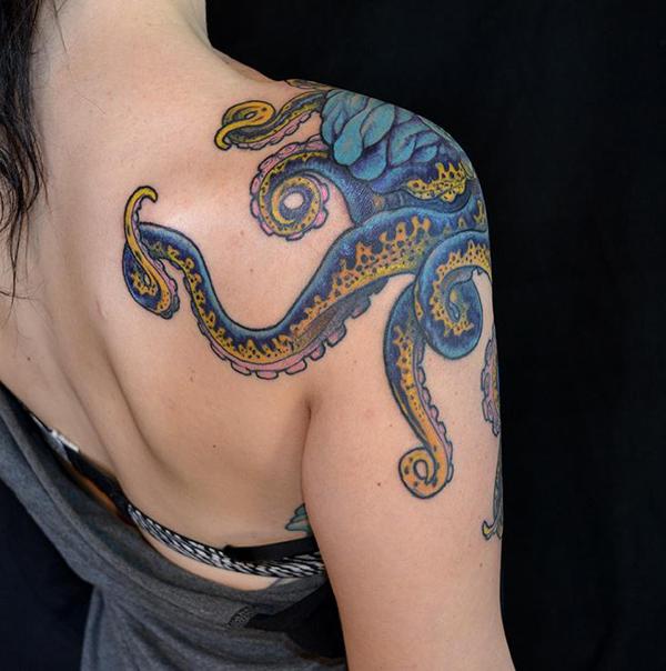 Vai bạch tuộc xăm - 55 ảnh vui nhộn Octopus Tattoo Designs <3 <3