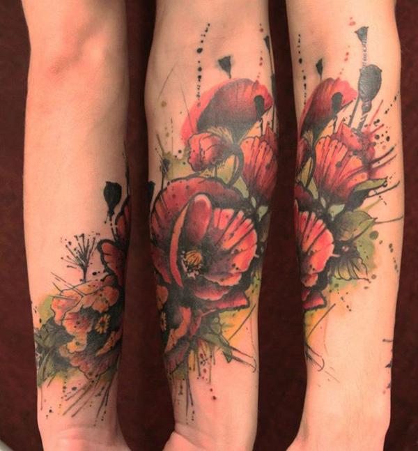 Watercolor Flower Cẳng tay Tattoo - 55+ ảnh vui nhộn Cẳng tay xăm <3 <3
