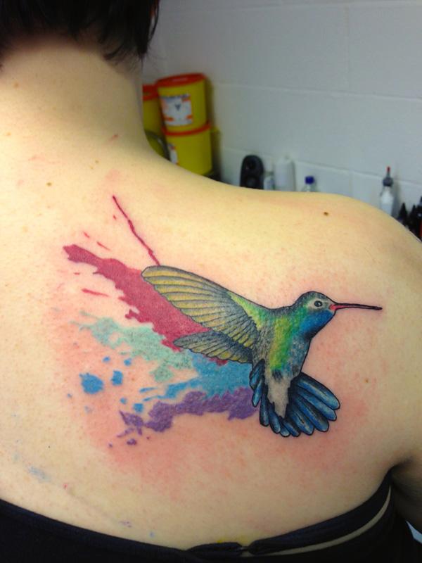 Watercolor chim ruồi lại hình xăm - 55 tuyệt vời Hummingbird Tattoo Designs <3 <3
