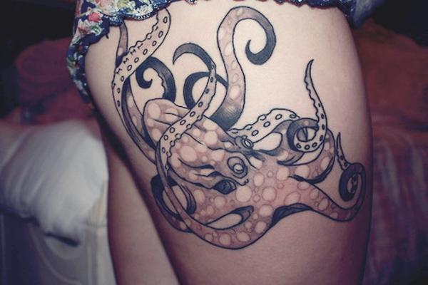hình xăm con bạch tuộc Đùi - 55 ảnh vui nhộn Octopus Tattoo Designs <3 <3