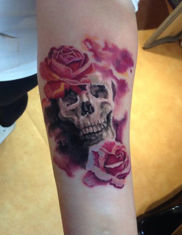 Skull và hoa Cẳng tay Tattoo - 55+ ảnh vui nhộn Cẳng tay xăm <3 <3