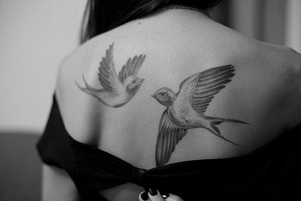 Hình xăm chim bồ câu trên lưng cho phụ nữ - 55 Peaceful Dove xăm <3 <3