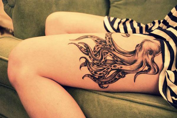 hình xăm con bạch tuộc đùi cho bé gái - 55 ảnh vui nhộn Octopus Tattoo Designs <3 <3