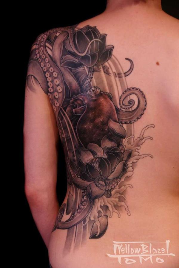 Lotus với hình xăm con bạch tuộc - 55 ảnh vui nhộn Octopus Tattoo Designs <3 <3