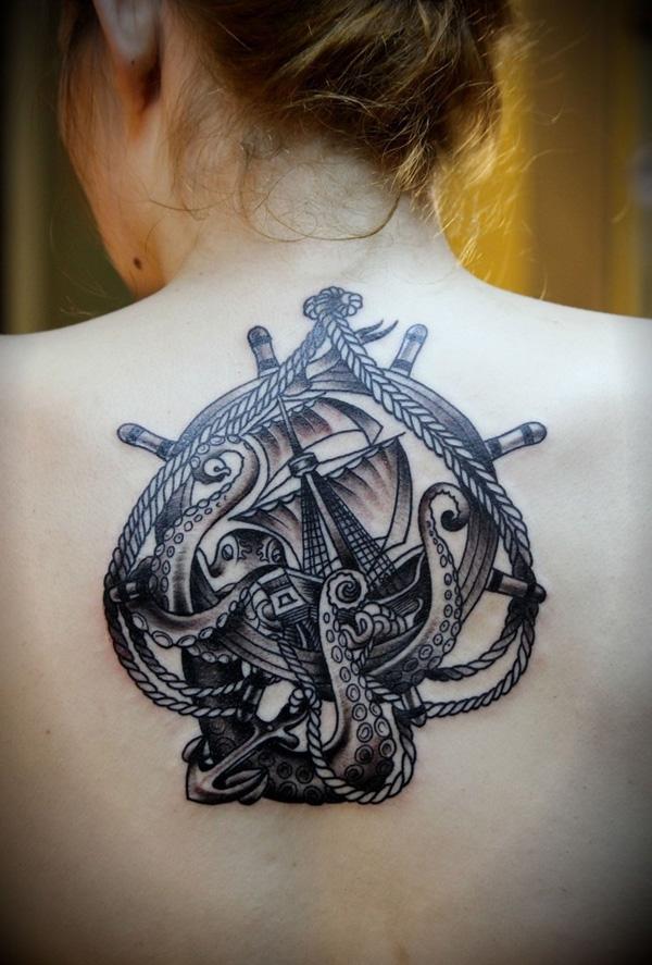 Octopus hình xăm trên lưng cho cô gái - 55 ảnh vui nhộn Octopus Tattoo Designs <3 <3