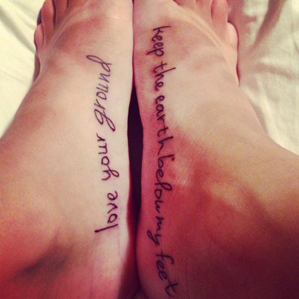 Sister foot tattoo - Love the ground
Keep the earth below my feet